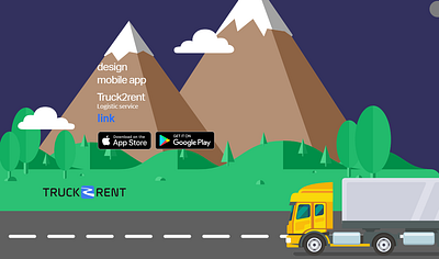Truck2rent App title animation app branding cargo design flat illustration illustrator logo minimal product design simple website