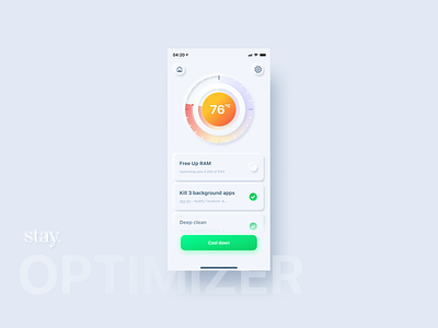 App - Optimizer in Neumorphism app app design application design illustration neumorphism trend ui vietnam