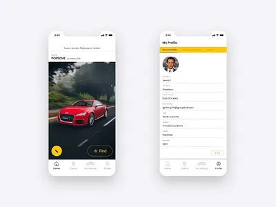 GPS Tracker App android app app application car driver finding gps tracker insurance interface design iphone luxury product design profile ui ux yellow