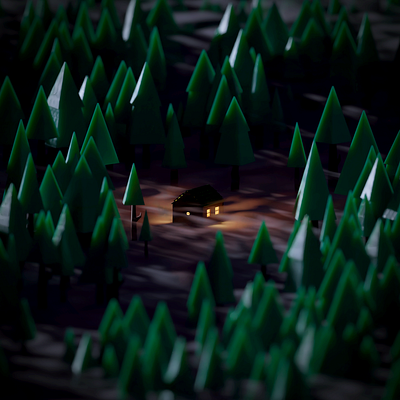 Who Rests in the Forest 3d blender cabin cycles forest isometric low poly render woods