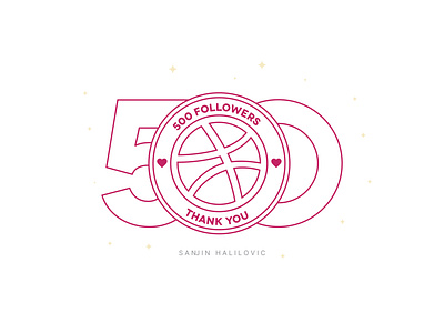 500 Followers, Thank You Everyone 500 art direction branding concept design dribbble emblem exploration followers illustration line logo mark minimalism outline sticker symbol thankful typography visual design