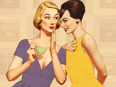 Coffee time 50s illustration retro vintage