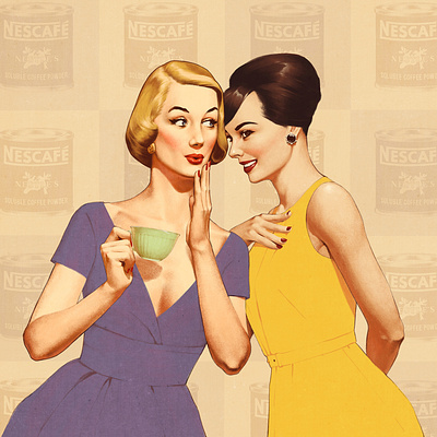 Coffee time 50s illustration retro vintage