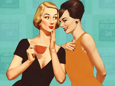 Coffee time 50s advertising illustration retro vintage