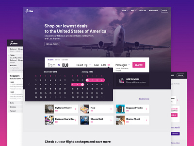 FlyHigh Airlines airline fly hero plane platform ticket travel ui design ux