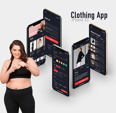 Clothing App (iPhone XS) [5 Screens] animation app app design apple clothes clothing commerce design figma iphone mobile mobile ui ui uiux ux