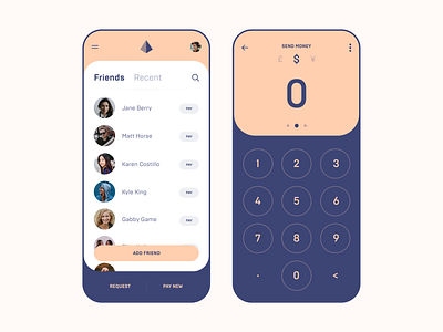 Money Transfer App app banking cash currency design friend friends ios iphone money pay payment simple transfer ui