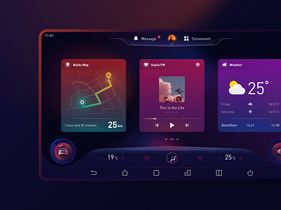 Car interface app car card design flat icon interface ui ux web