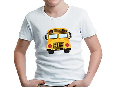 School bus Shirt branding design flat icon illustration logo typography