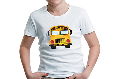 School bus Shirt branding design flat icon illustration logo typography