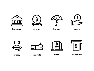 Finance - Outline bank banking business coin currency dollar finance financial icon iconography investment money saving withdrawal