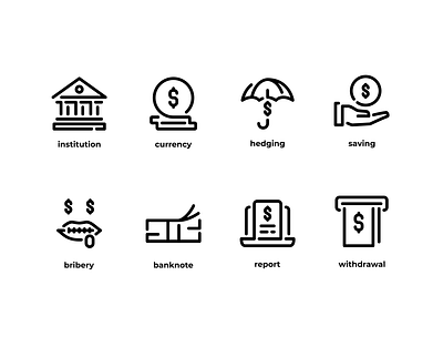 Finance - Outline bank banking business coin currency dollar finance financial icon iconography investment money saving withdrawal