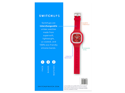 Switchups Packaging Iteration | back of box packaging rebrand watches