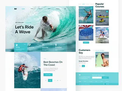 Surf School Lessons Landing Page 2019 trends clean design concept creative landing page landing page design landing page ui landingpage minimal redesign surf surfing typography ui uidesign uiux webdesign website website concept website design