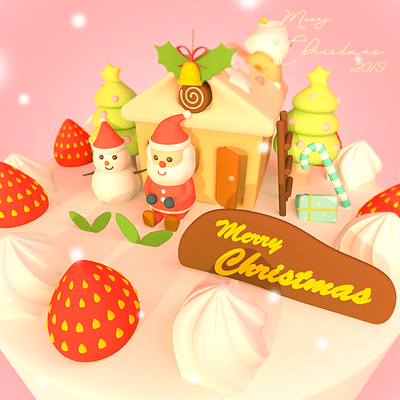 Merry Christmas 2019 3d 3dcg c4d cartoon character cinema4d design digitalart illustration lowpoly