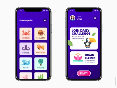 Mobile App UI - Game for Kids app design games illustration kids app kids illustration quiz app