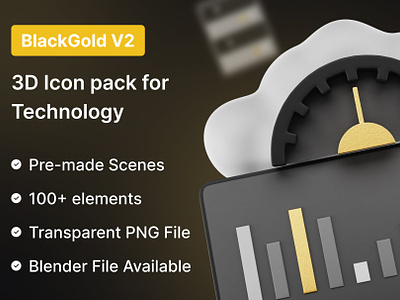 BlackGoldV2–Premium 3D Icon for Tech