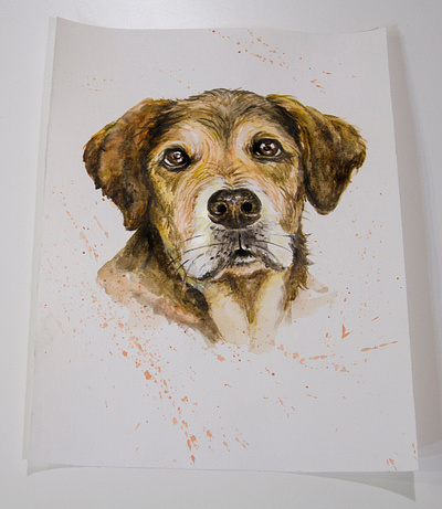 Dog's portrait, watercolor, art aquarel dog drawing fashion illustration paint painting style