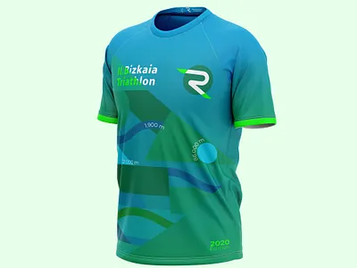 Bizkaia Triathlon 2020 Concept Front View creative cycling fluor geometric running sportswear sublimation t shirt design triathlon