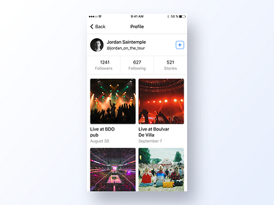 070 Event Listing app app design band bands concept dailyui design event events grid interface live live music minimal music ui ux