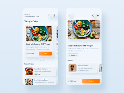 Neumorphic Food Ordering App app design clean food app minimalism mobile neumorphism order food simple skeumorphism uiux user interface whitespace