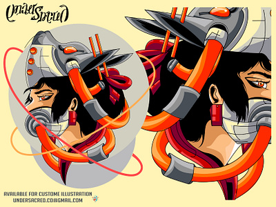 Geisha Cyber creative design creative illustration cyberpunk detailed digital design digital illustration geisha graphic artist graphic design illustration illustrator japan japanese mask people people illustration t shirt design