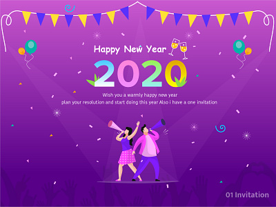 Invitation with New year 2020 celebration design illustration invitation invite minimalist resolution