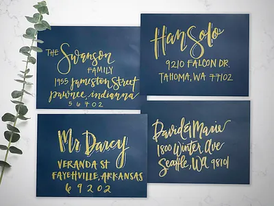 Navy Calligraphy caliigraphy calligraphy envelope addressing handletter handlettered handlettering pretty cursive typography