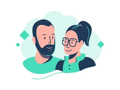 Couple 2d character comic digitalart illustration illustrator man portrait vector woman