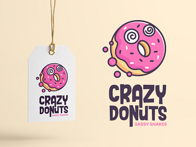 Crazy Donuts app character crazy cute donut donuts food fun icon illustration logo logodesign logodesigns logos pink playful simple sweet tasty ugar