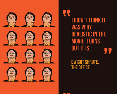 Masked #08 brown design dribbble duotone dwight schrute flat illustration mask michael scott minimal art orange procreate the office typography vector warm colors