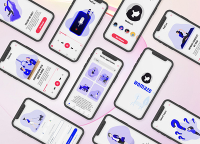 Womaze IOS app app design flat logo minimal ux vector