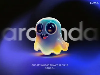 AI Ghost Maskot Illustration 3d ai character illustration luma maskot midjourney motion graphics