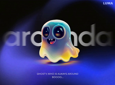 AI Ghost Maskot Illustration 3d ai character illustration luma maskot midjourney motion graphics