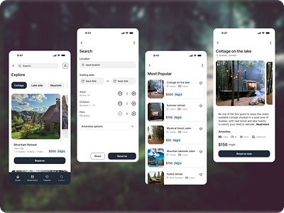 Rustic Retreat: A Cabin Booking Experience app cabin cottage design fun nature product designer relax ui ux