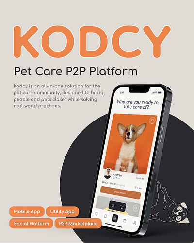 P2P Platform. Kodcy: for Pet Care application design interface design mobile mobile app design p2p pet petcare petlovers ui uiux design ux