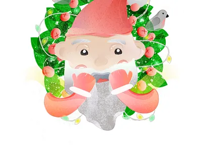 Busy Santa🎄 birds cartoon celebration characterdesign colorful cute art gradient greeting card hohoho holiday cards holidays lights new year popular santa santa claus snow snowflake texture