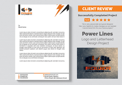 Power Lines Logo and letterhead Design Project branding design illustration letterhead logo design ui vector