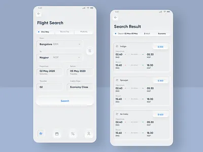 Flight search Skeuomorphic Design UI 2020 android app design design trends designs dribbble inspiration ios skeuomorphic trend ui ux web