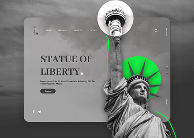 Statue of liberty beauty clean dark design landing page simple ui ux website