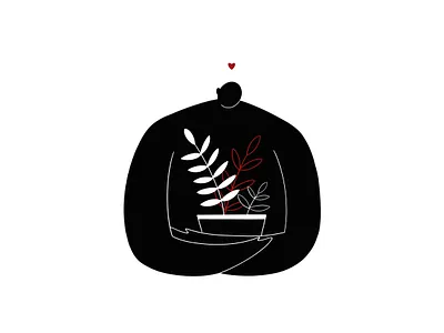 Love III black boy hug illustration love man plant
