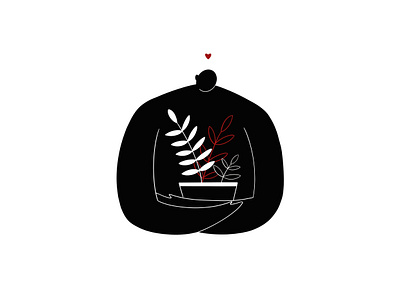 Love III black boy hug illustration love man plant