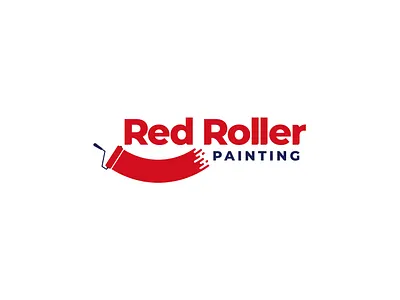 RedRoller Paint Logo brand branding business custom design icon logo painting red roller vector