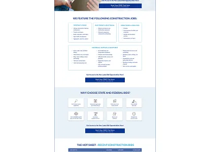 State & Federal Bids Home and Landing Pages design flat minimal ui ux vector web