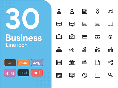 30 Business Line Icon Set business business icon pack businessman communication icon a day icon app icon design icon set laptop line icon pixel perfect icon startup
