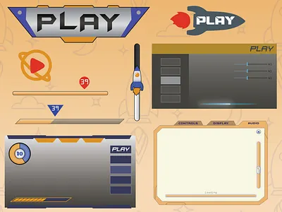 Rocket bars button design game rocket ui