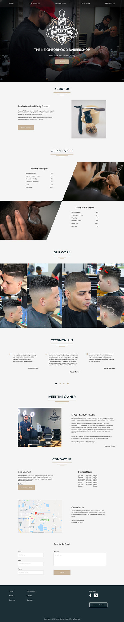 Freedom Barbershop Desktop Version branding business website design mock up web design webdesign website