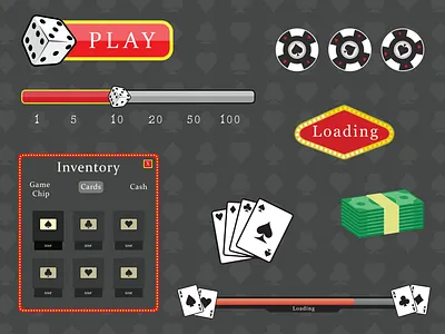 Casino bars button ui cards casino design dice game loading ui