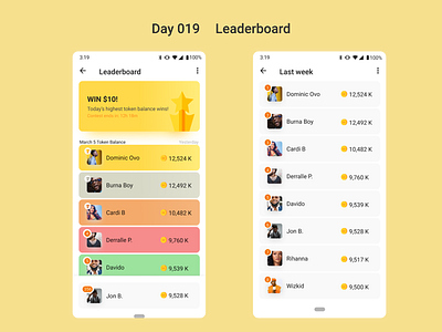 Leaderboard - DailyUI - Day19 adobe xd dailyui figma interaction design interface design mobile design product design ui ux web design