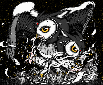 Otus - Murk Album Art animals bands bird design drawing gigposter halftones hand drawn illustration owl texture